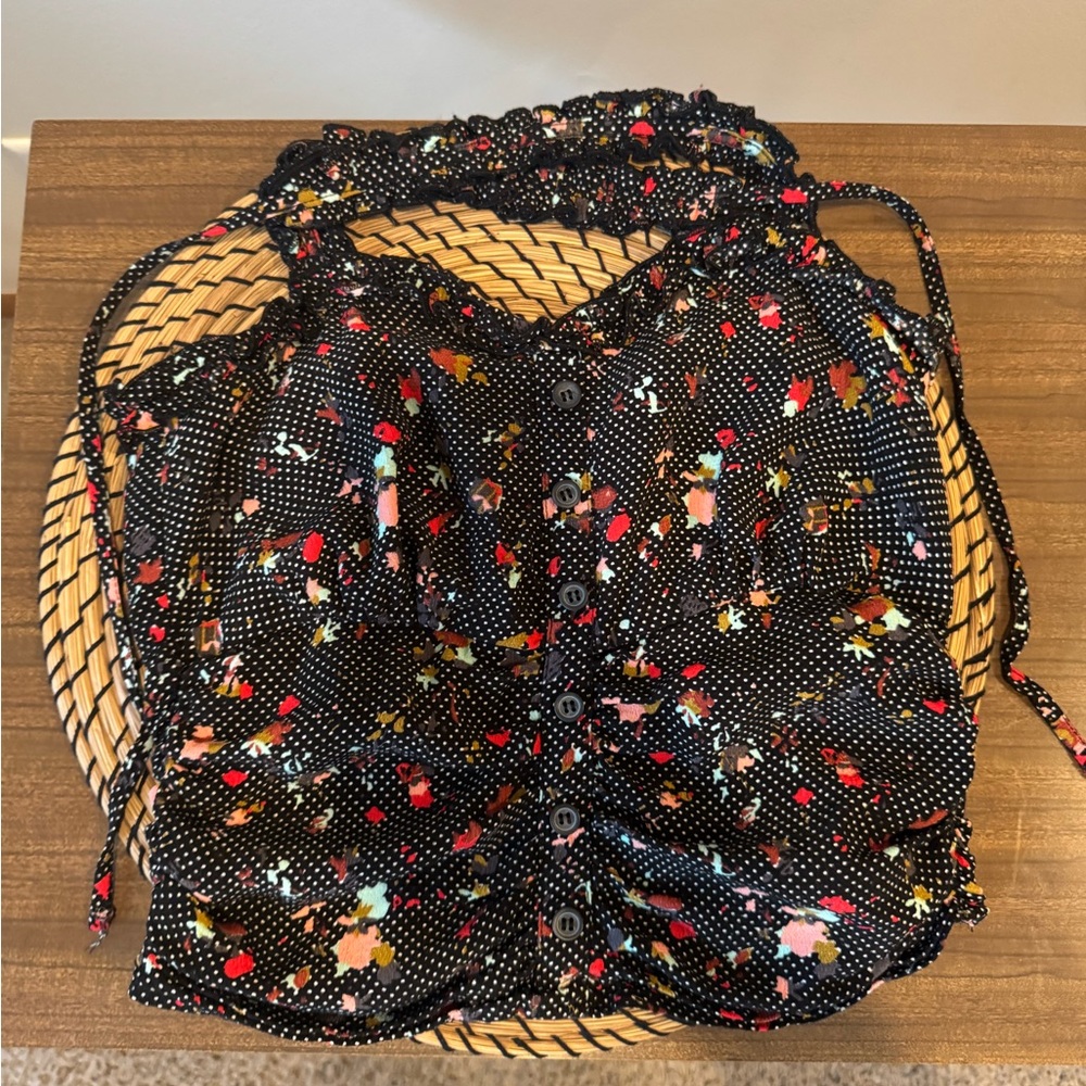 Free People Floral / Polka Dot ruched halter top - Size S